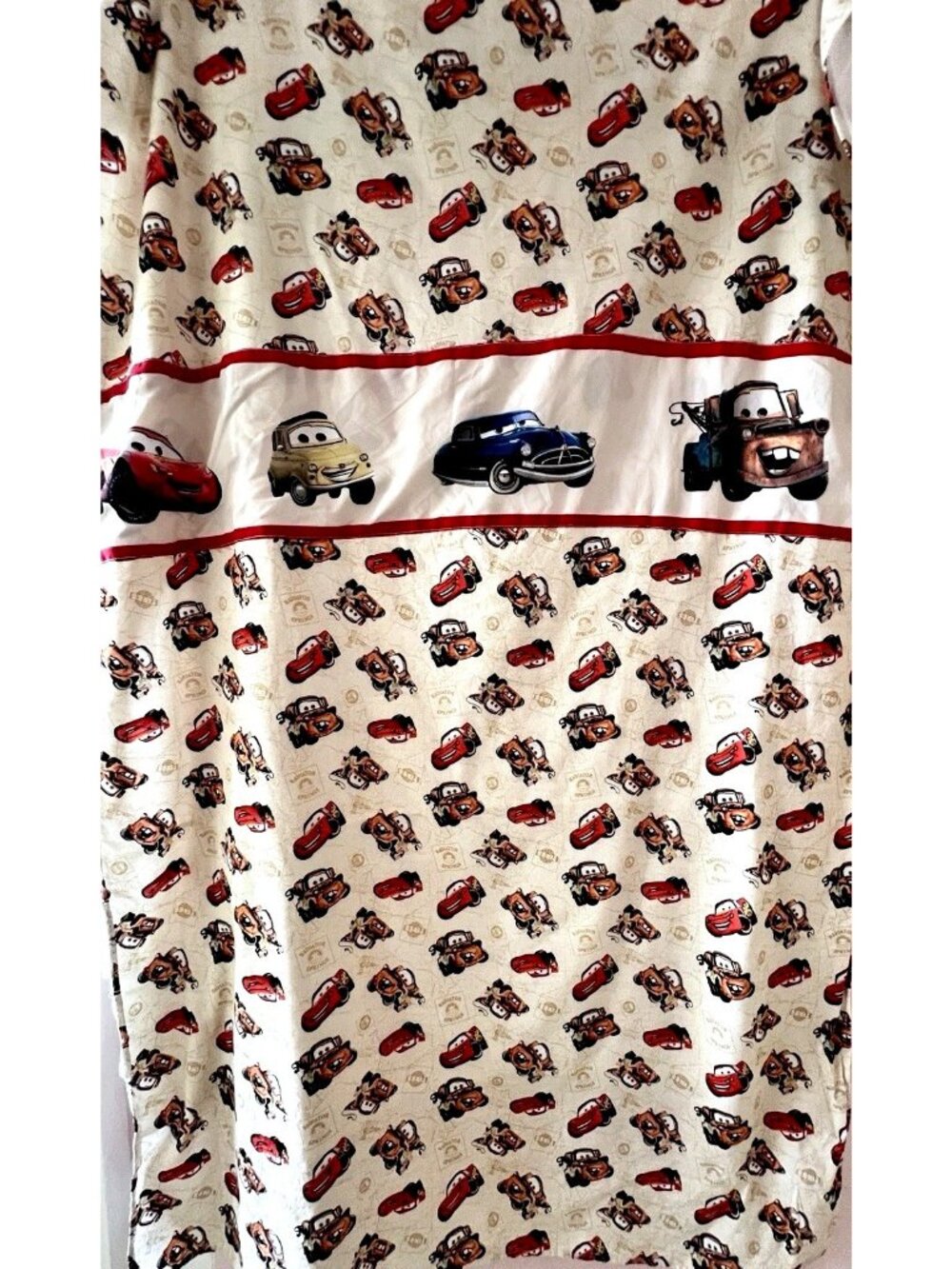 DISNEY PIXAR Cars Curtain Panel Rod Pocket Lined 40”W x 65”L Kids Children Room